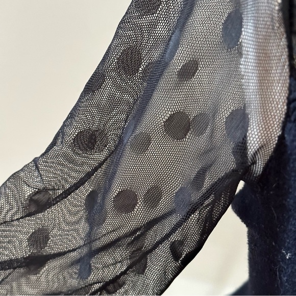 Anthropologie Knitted and Knotted polka dot mesh sweater Navey - Picture 7 of 16